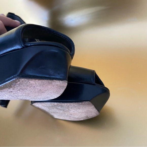 Stuart Weitzman Leather Platform Heels Peep Toe Black - Picture 14 of 16